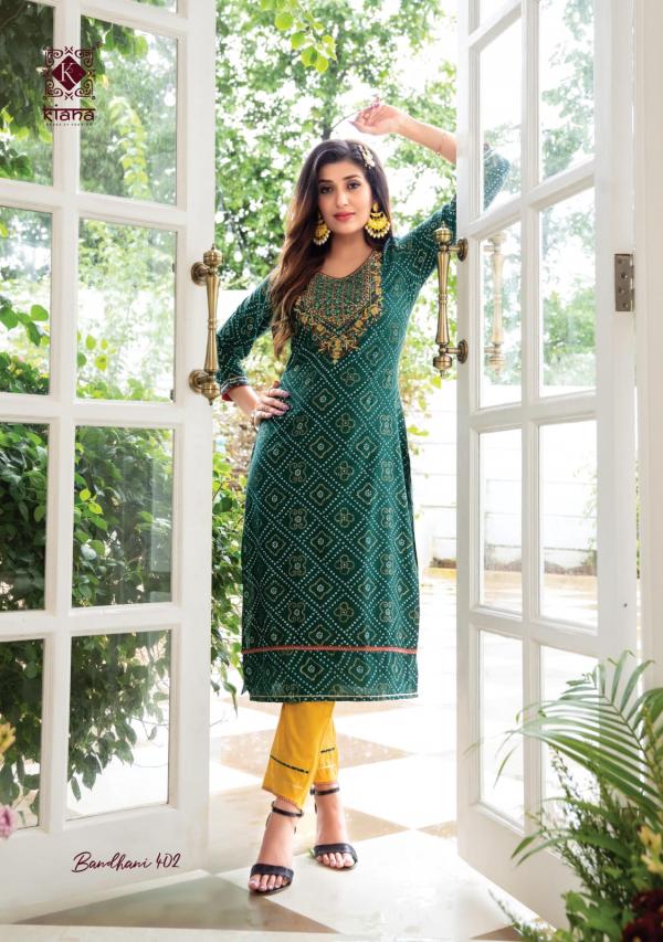 Kiana Bandhani 4 Rayon Embroidery Gotapatti Kurti  Collection 